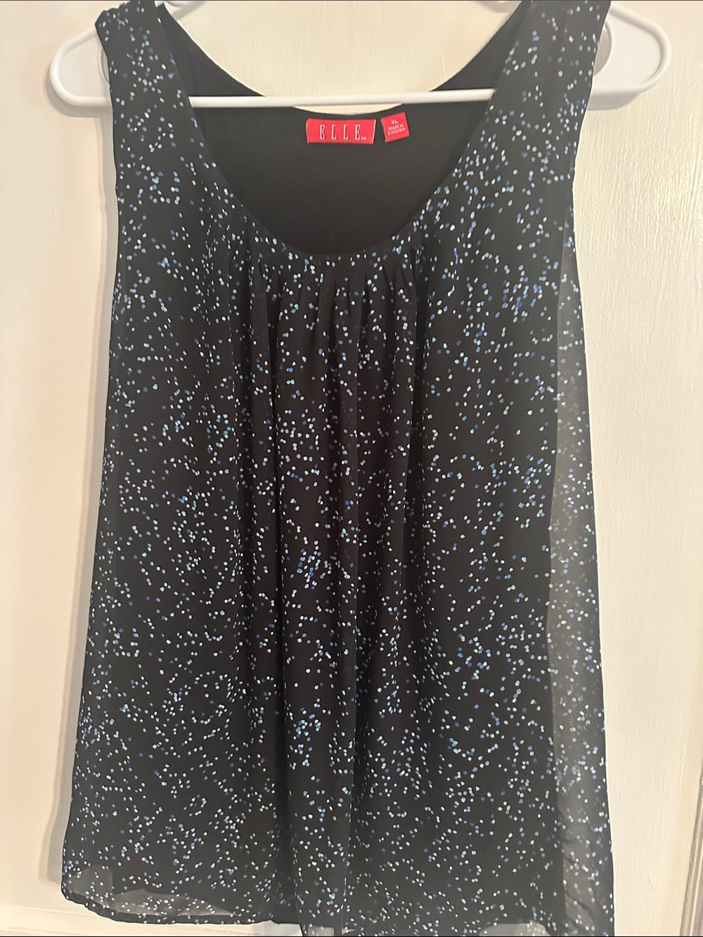 Elle Black Tank with Light Blue Dot Print